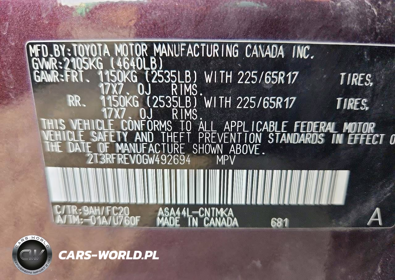 2016 Toyota Rav4 Xle VIN:2T3RFREV0GW492694 - 14