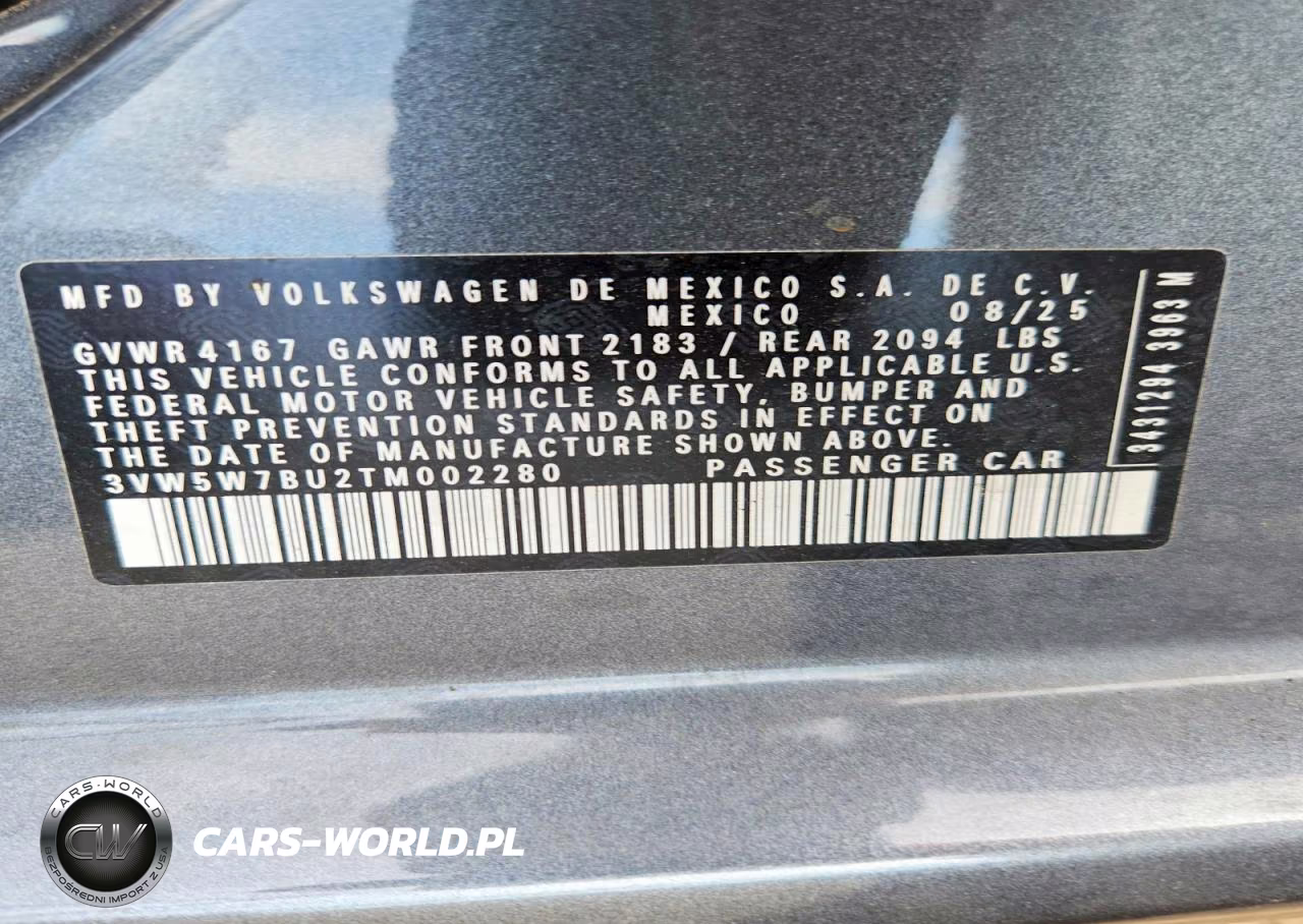 2026 Volkswagen Jetta S VIN:3VW5W7BU2TM002280 - 12