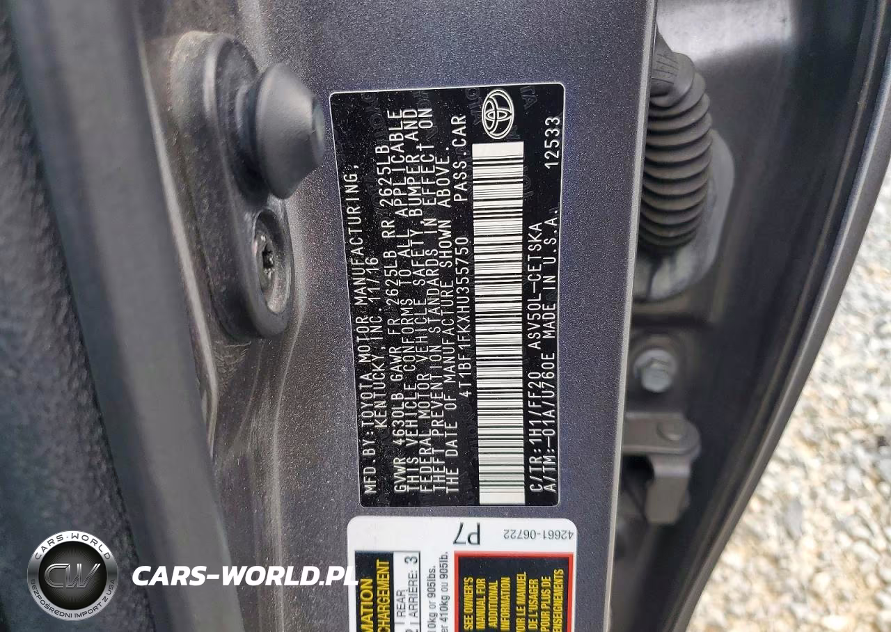 2017 Toyota Camry Se VIN:4T1BF1FKXHU355750 - 13