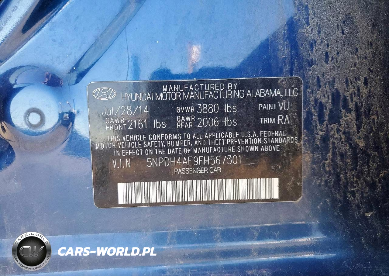2015 Hyundai Elantra Se VIN:5NPDH4AE9FH567301 - 12