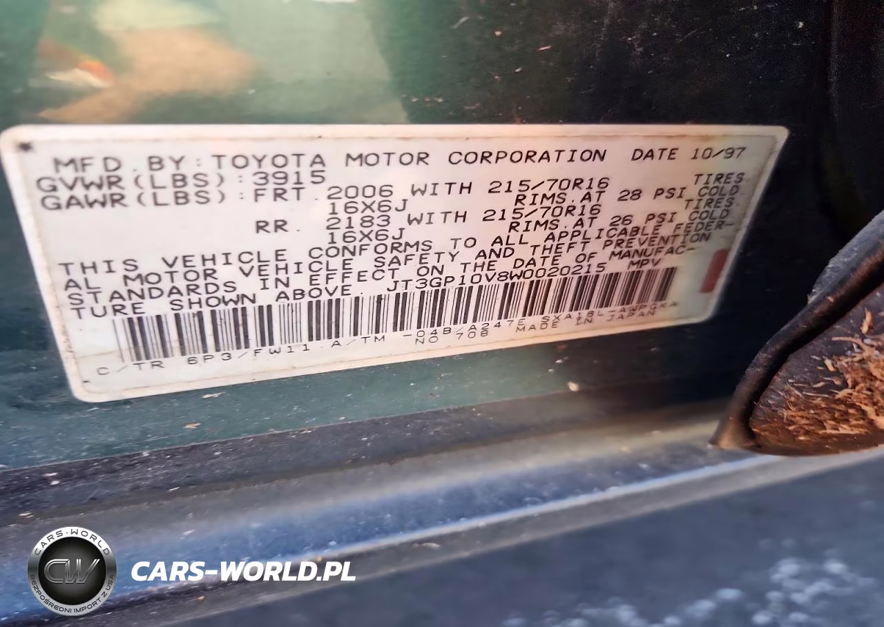 1998 Toyota Rav4 Base VIN:JT3GP10V8W0020215 - 12