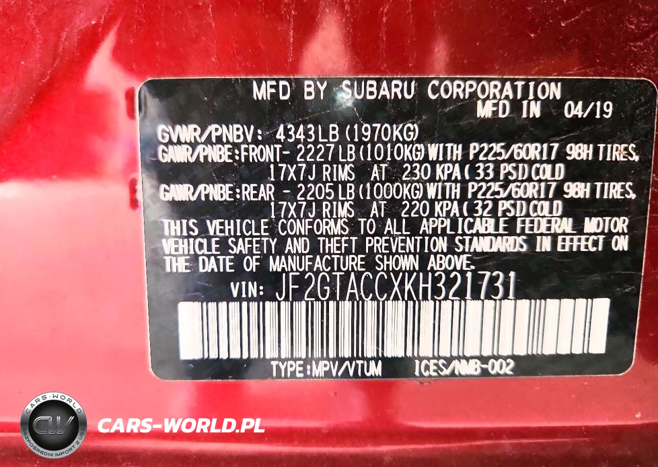 2019 Subaru Crosstrek Premium VIN:JF2GTACCXKH321731 - 14