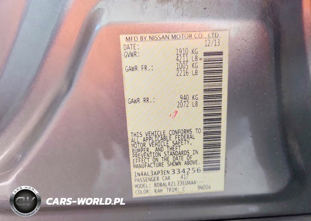 2014 Nissan Altima 2.5 S VIN:1N4AL3AP3EN334256 - 12