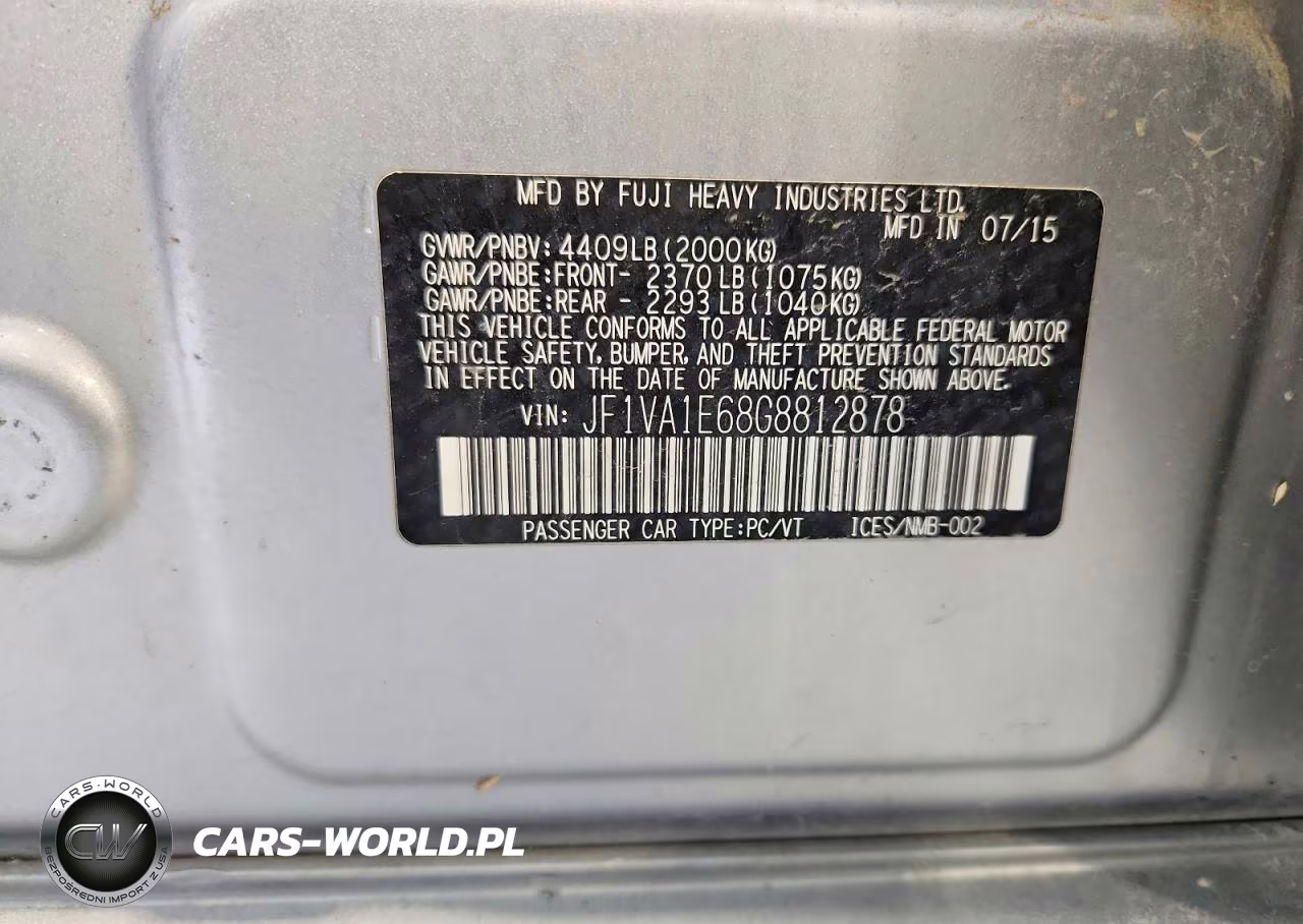 2016 Subaru Wrx Premium VIN:JF1VA1E68G8812878 - 12