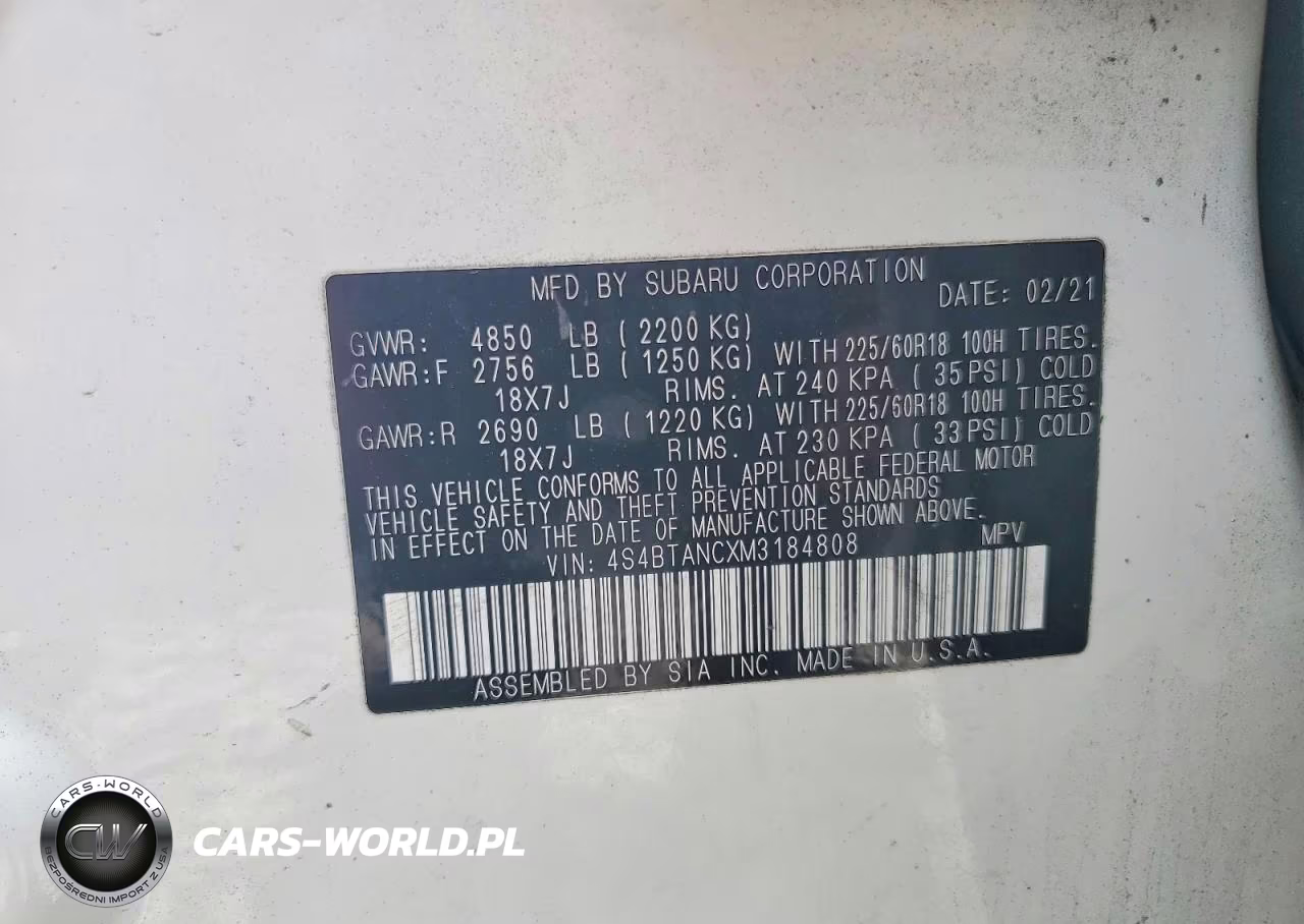 2021 Subaru Outback Limited VIN:4S4BTANCXM3184808 - 14