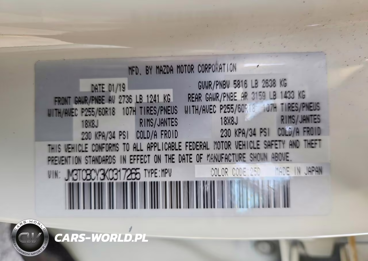 2019 Mazda Cx-9 Touring VIN:JM3TCBCY3K0317265 - 14