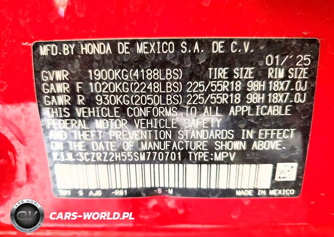 2025 Honda Hr-V Sport VIN:3CZRZ2H55SM770701 - 12