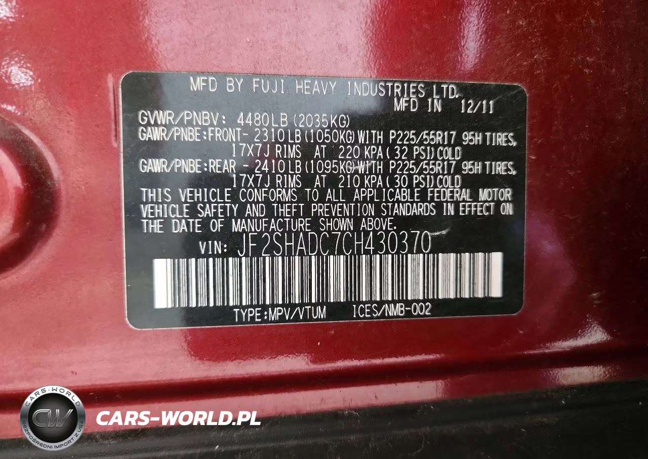 2012 Subaru Forester 2.5X Premium VIN:JF2SHADC7CH430370 - 13