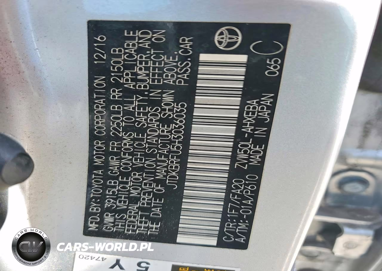 2017 Toyota Prius Two VIN:JTDKBRFU5H3036035 - 12