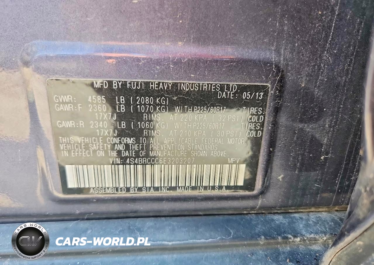 2014 Subaru Outback 2.5I Premium VIN:4S4BRCCC6E3203207 - 13