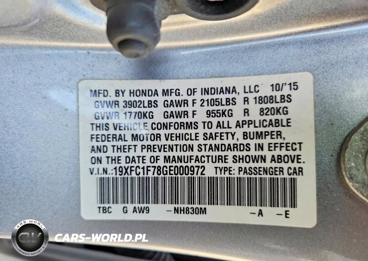 2016 Honda Civic Exl VIN:19XFC1F78GE000972 - 12