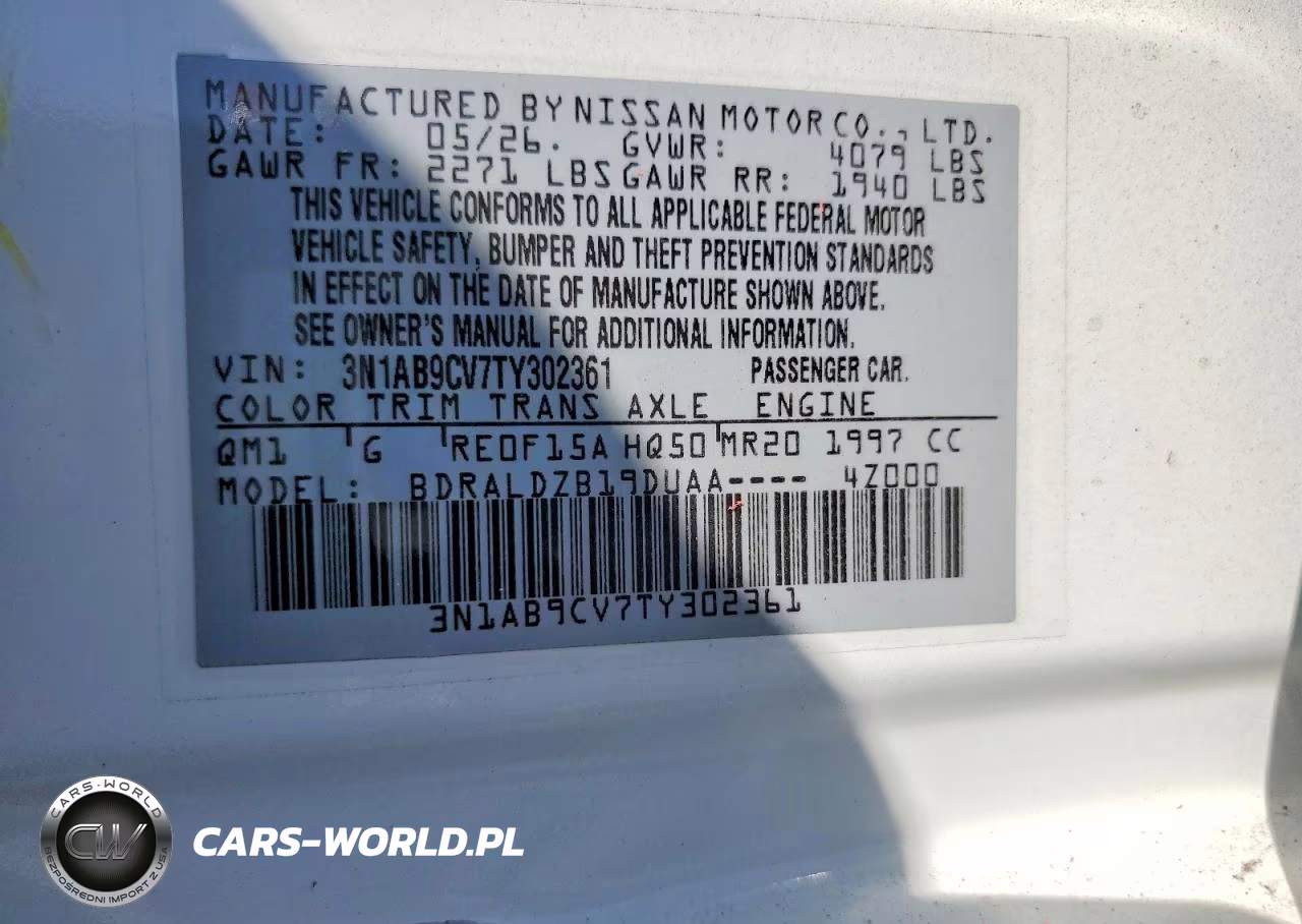 2026 Nissan Sentra Sv VIN:3N1AB9CV7TY302361 - 13
