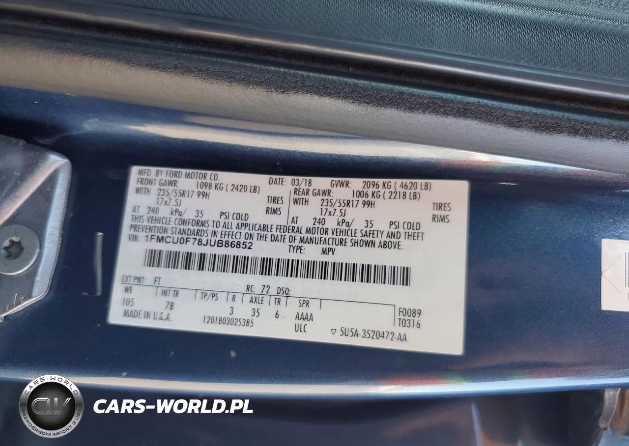 2018 Ford Escape S VIN:1FMCU0F78JUB86852 - 13