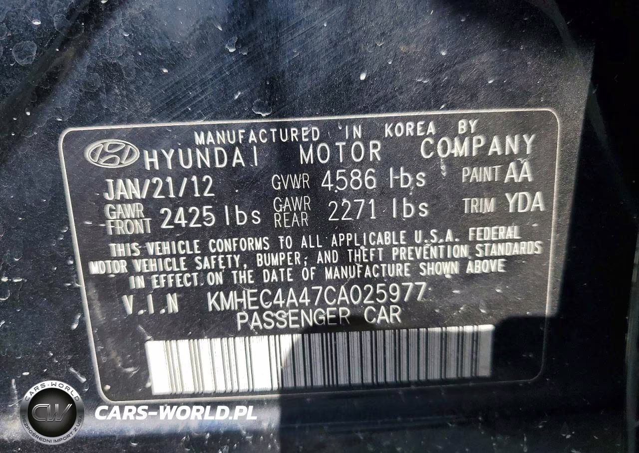 2012 Hyundai Sonata Hybrid VIN:KMHEC4A47CA025977 - 12