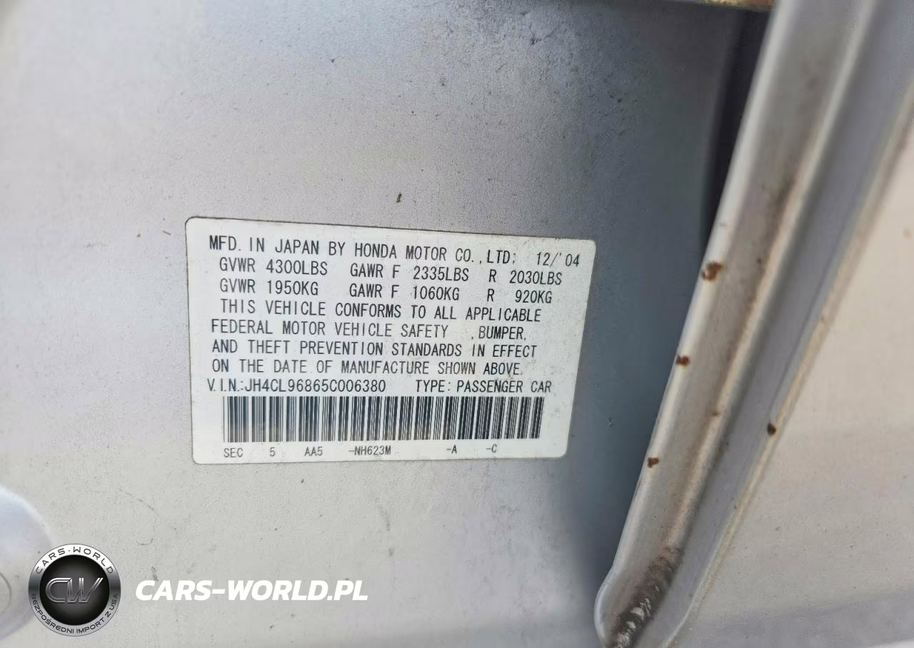 2005 Acura Tsx VIN:JH4CL96865C006380 - 12