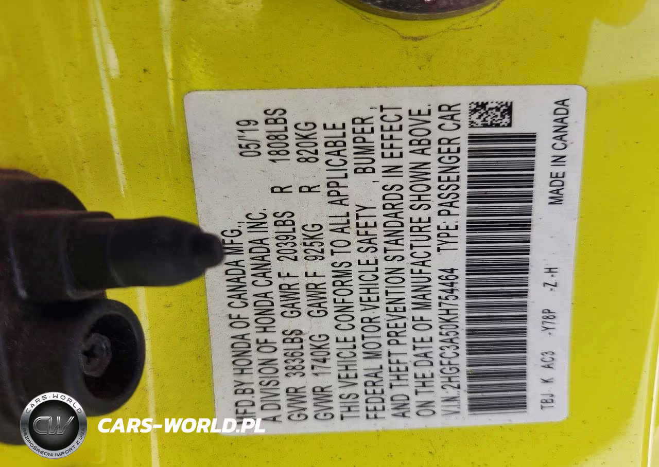 2019 Honda Civic Si VIN:2HGFC3A50KH754464 - 12