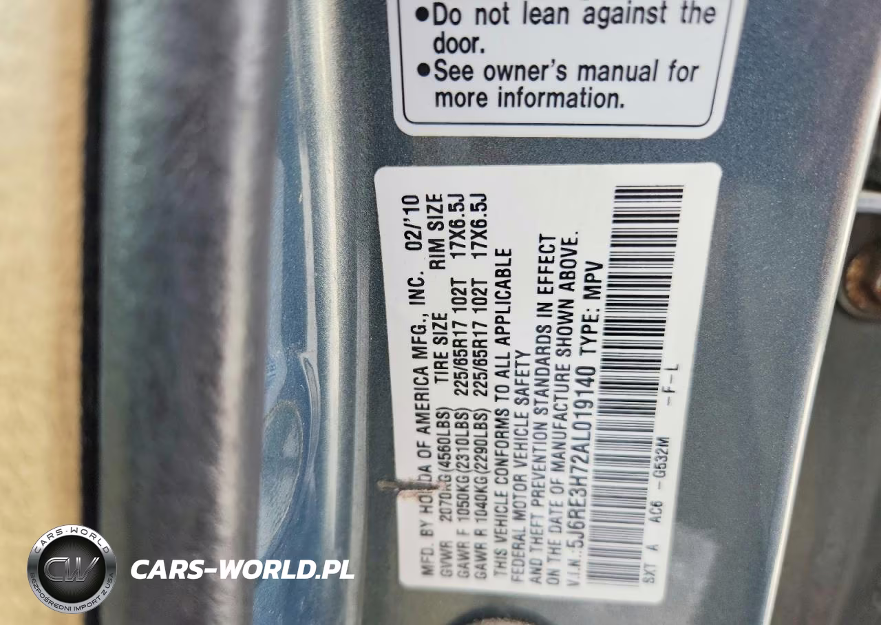 2010 Honda Cr-V Exl VIN:5J6RE3H72AL019140 - 13