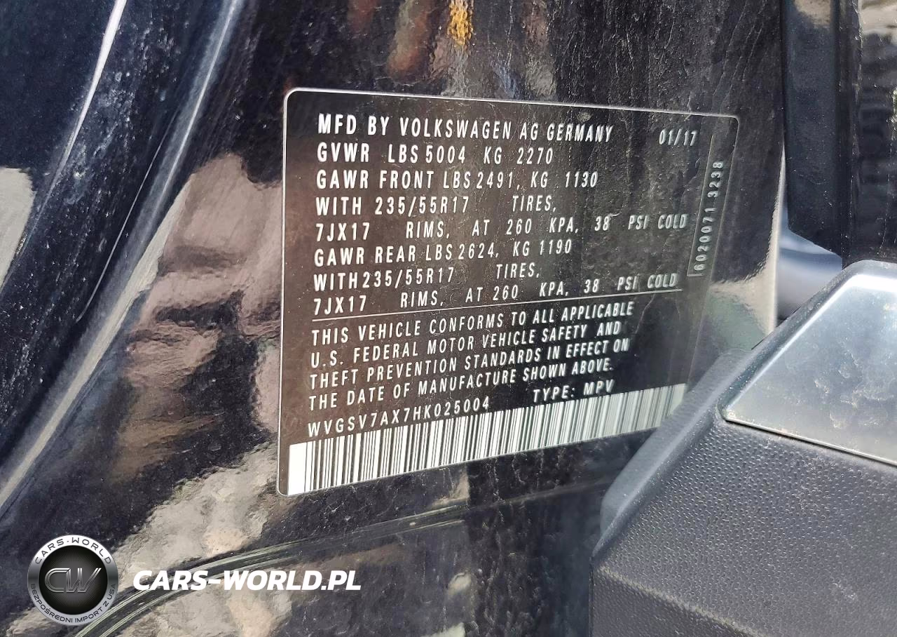 2017 Volkswagen Tiguan VIN:WVGSV7AX7HK025004 - 13