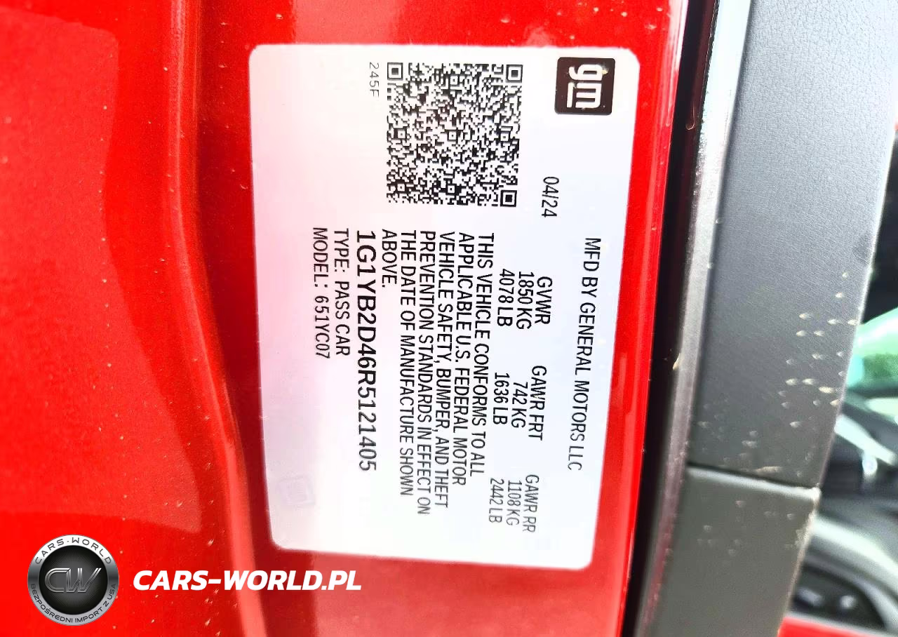 2024 Chevrolet Corvette Stingray Rwd 2Lt VIN:1G1YB2D46R5121405 - 12
