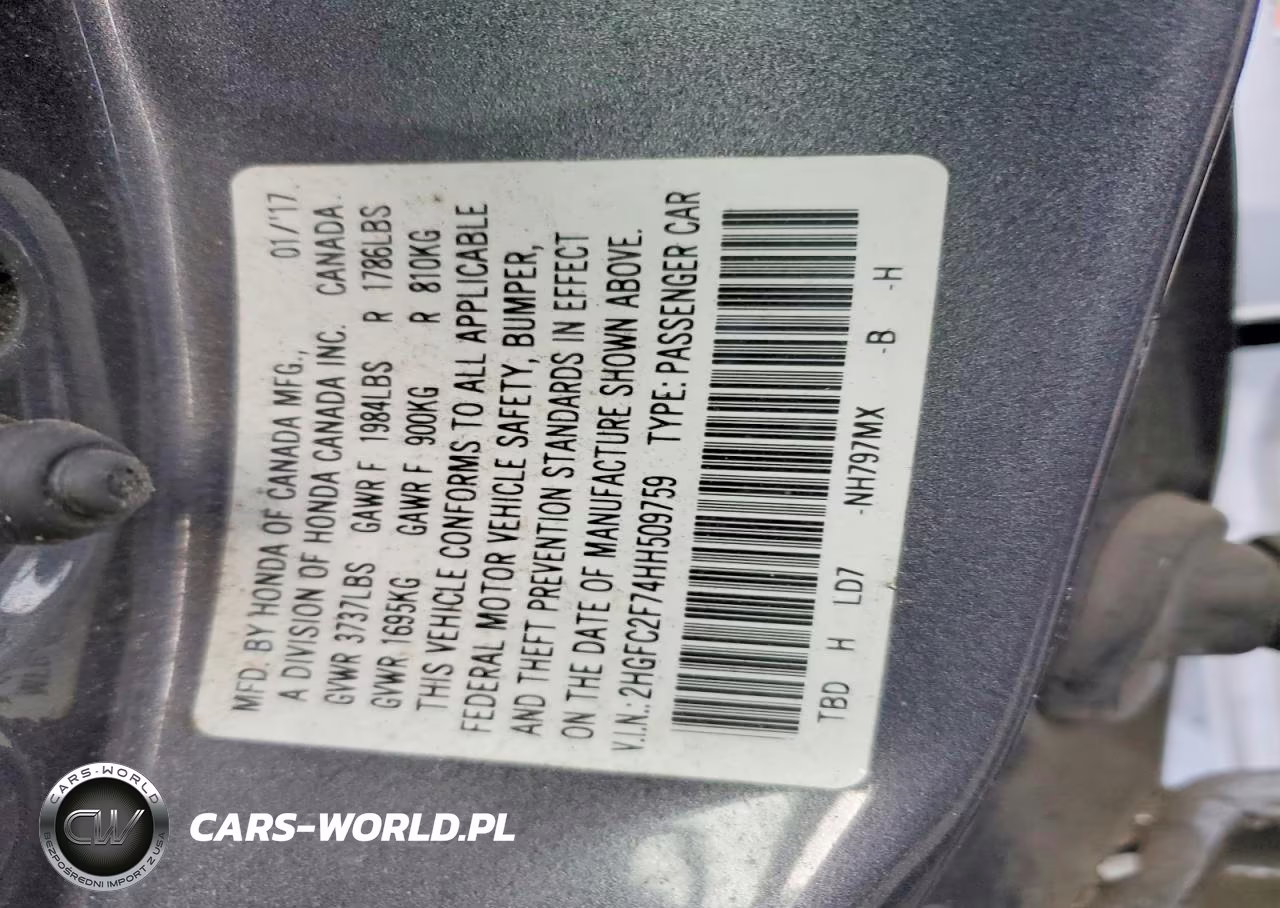 2017 Honda Civic Ex VIN:2HGFC2F74HH509759 - 12