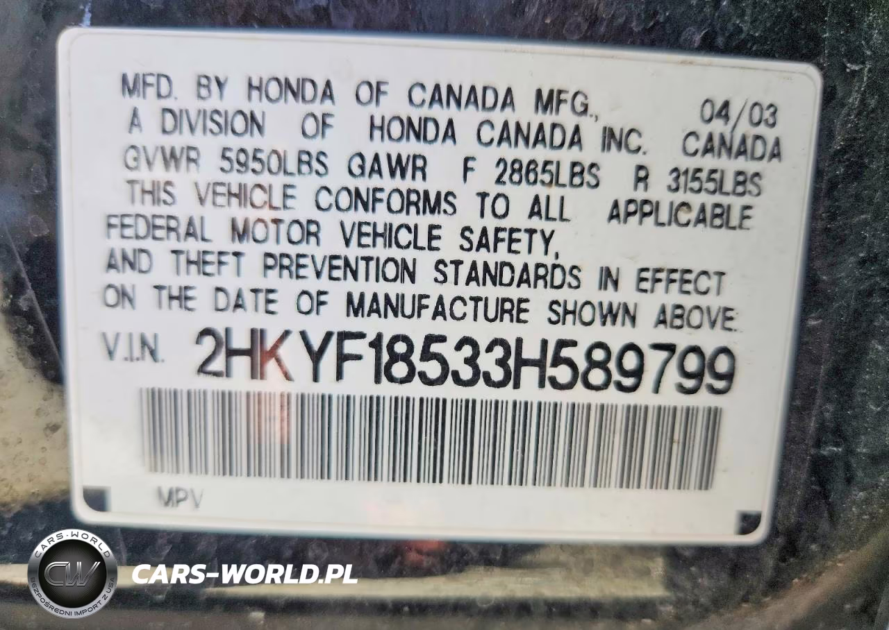 2003 Honda Pilot Exl VIN:2HKYF18533H589799 - 12