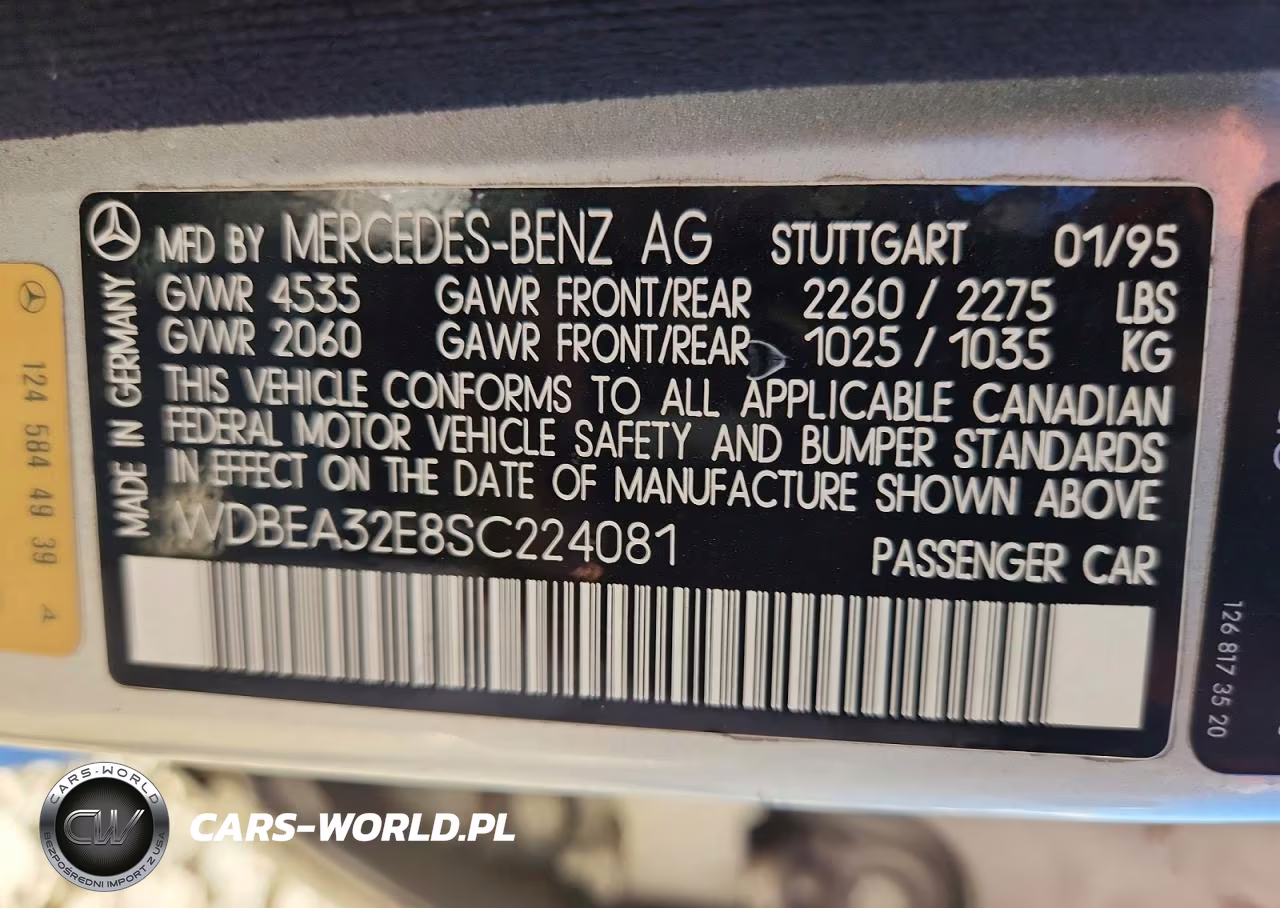 1995 Mercedes-Benz E 320 Base VIN:WDBEA32E8SC224081 - 12