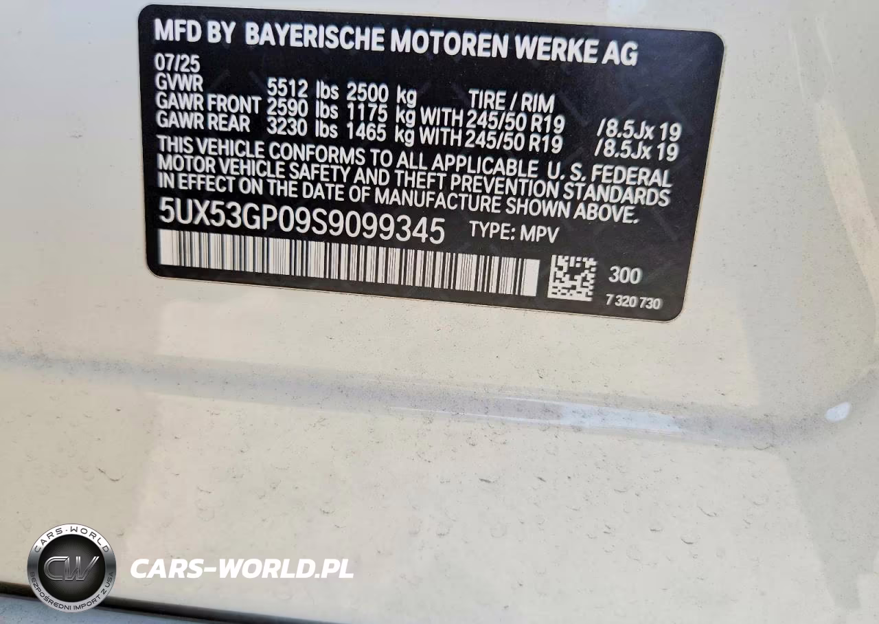 2025 BMW X3 30 xDrive VIN:5UX53GP09S9099345 - 12