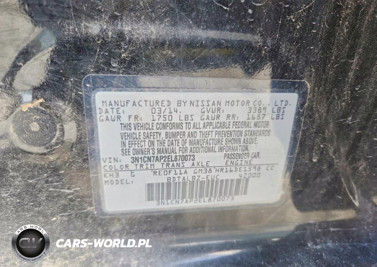 2014 Nissan Versa 1.6 Sv VIN:3N1CN7AP2EL870073 - 12