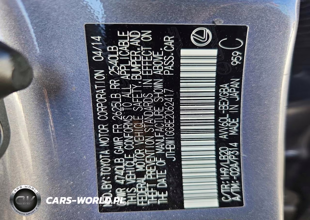 2014 Lexus Es 300H VIN:JTHBW1GG8E2062417 - 12