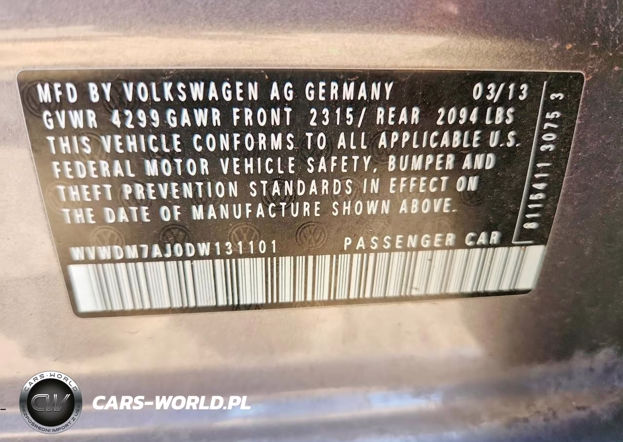 2013 Volkswagen Golf VIN:WVWDM7AJ0DW131101 - 12