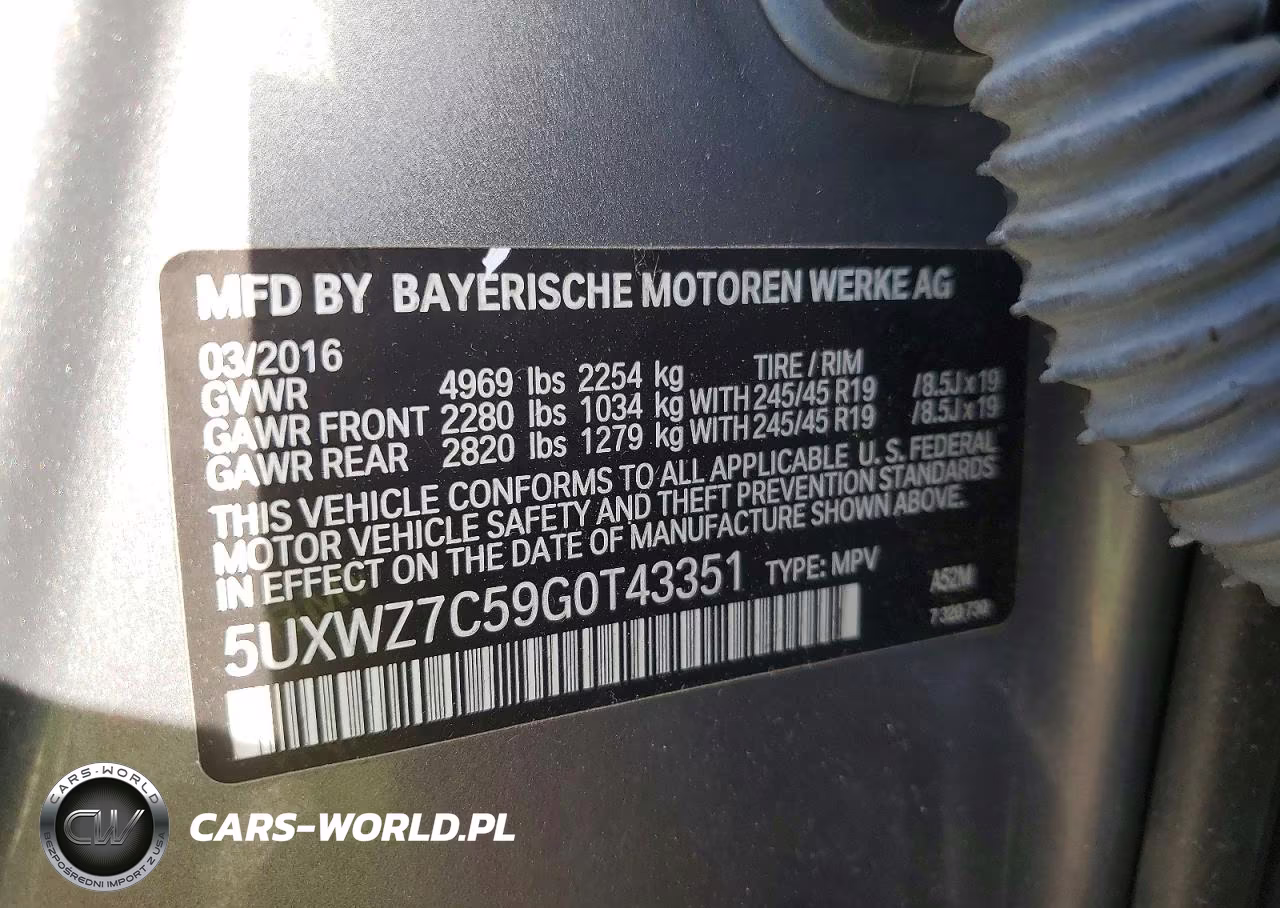 2016 BMW X3 Sdrive28I VIN:5UXWZ7C59G0T43351 - 12