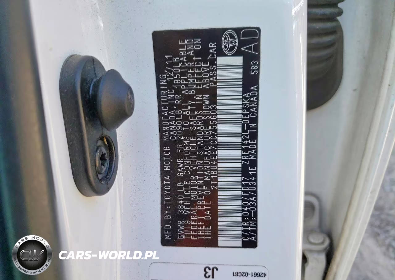 2012 Toyota Corolla S VIN:2T1BU4EE7CC755603 - 12