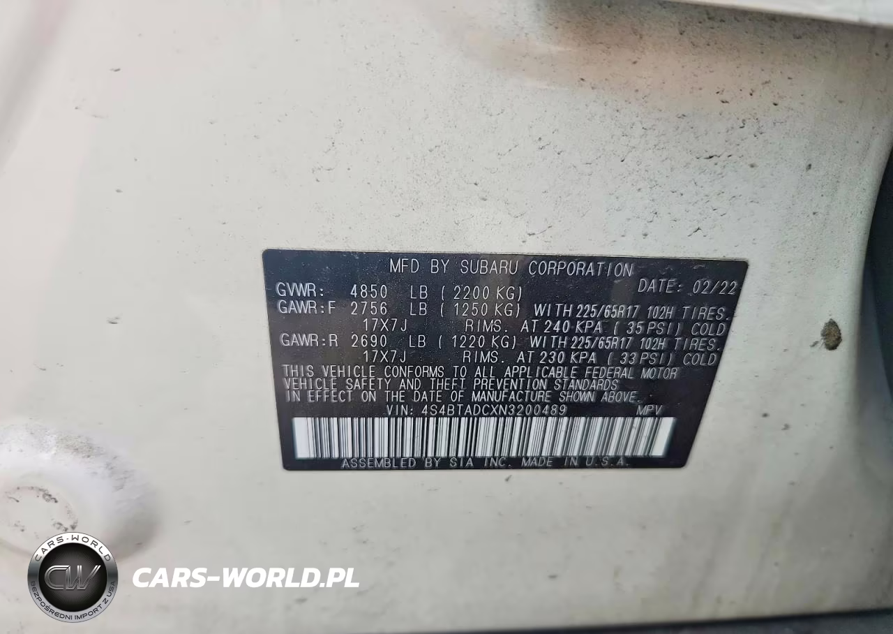 2022 Subaru Outback Premium VIN:4S4BTADCXN3200489 - 13