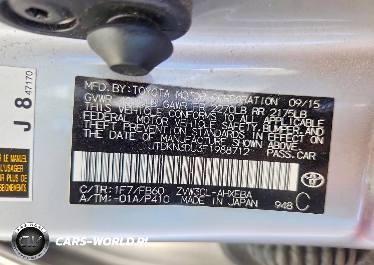 2015 Toyota Prius Two VIN:JTDKN3DU3F1988712 - 12