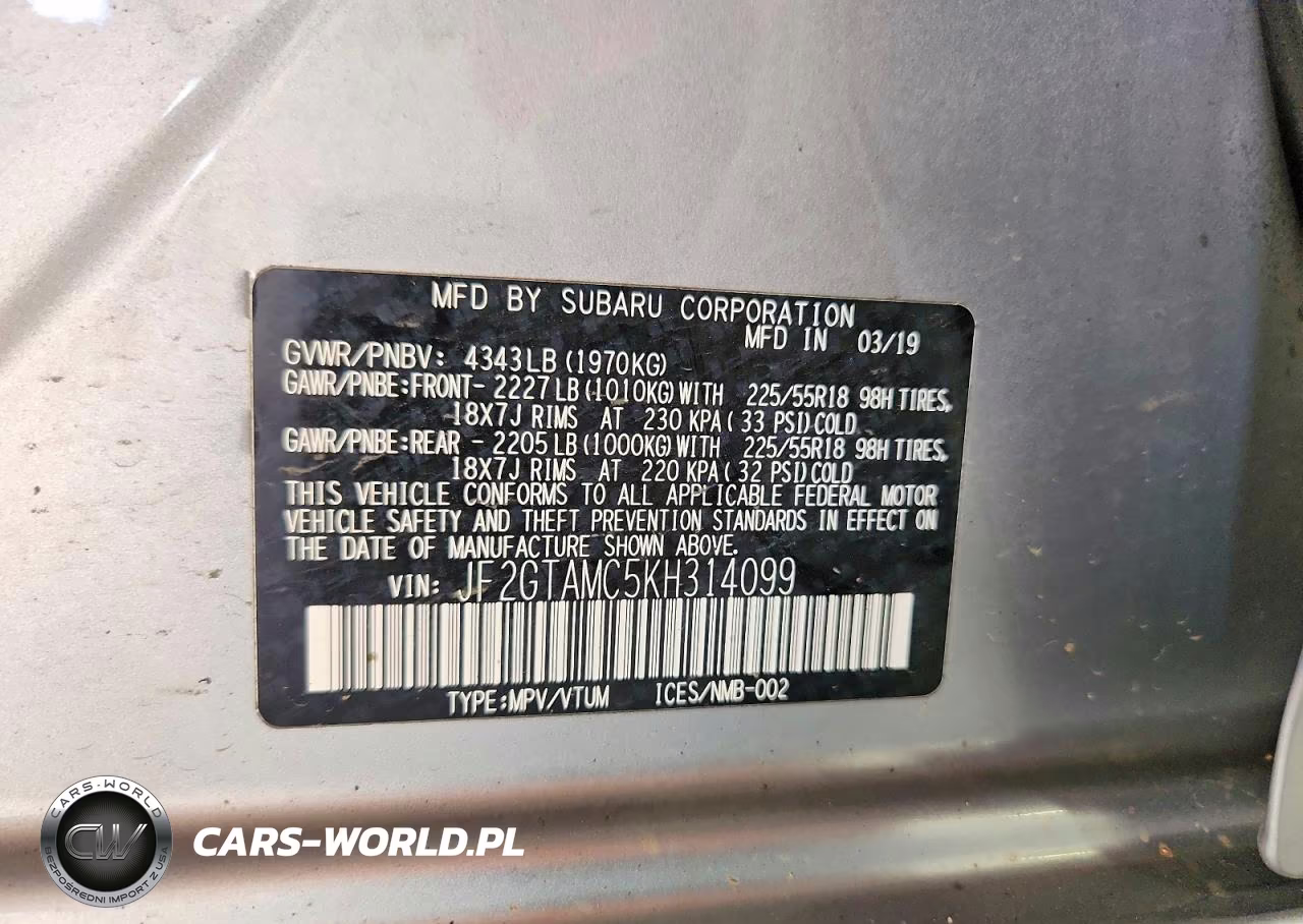 2019 Subaru Crosstrek Limited VIN:JF2GTAMC5KH314099 - 13