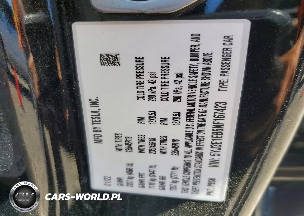 2022 Tesla Model 3 VIN:5YJ3E1EB6NF167423 - 12