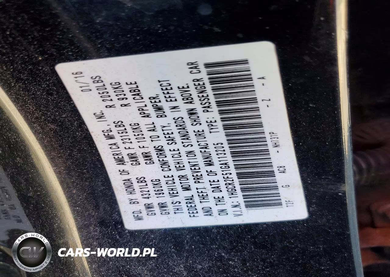 2016 Honda Accord Sport VIN:1HGCR2F51GA113205 - 12
