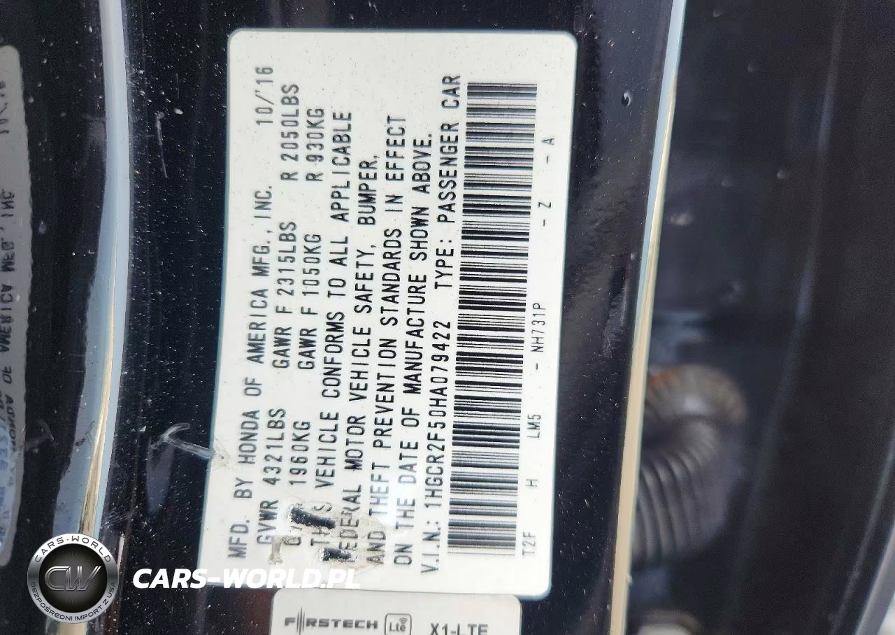 2017 Honda Accord Sport VIN:1HGCR2F50HA079422 - 13