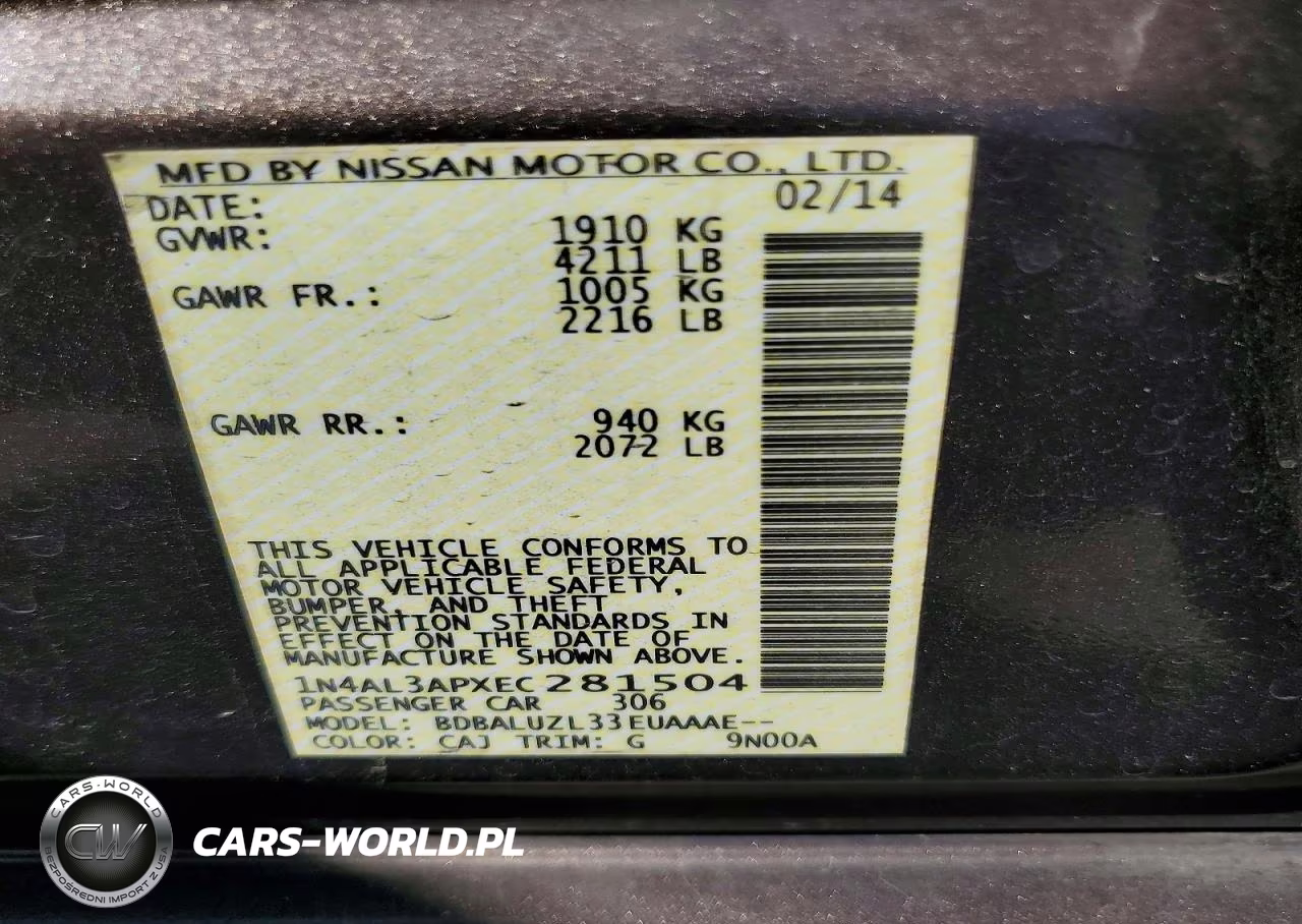 2014 Nissan Altima 2.5 VIN:1N4AL3APXEC281504 - 12