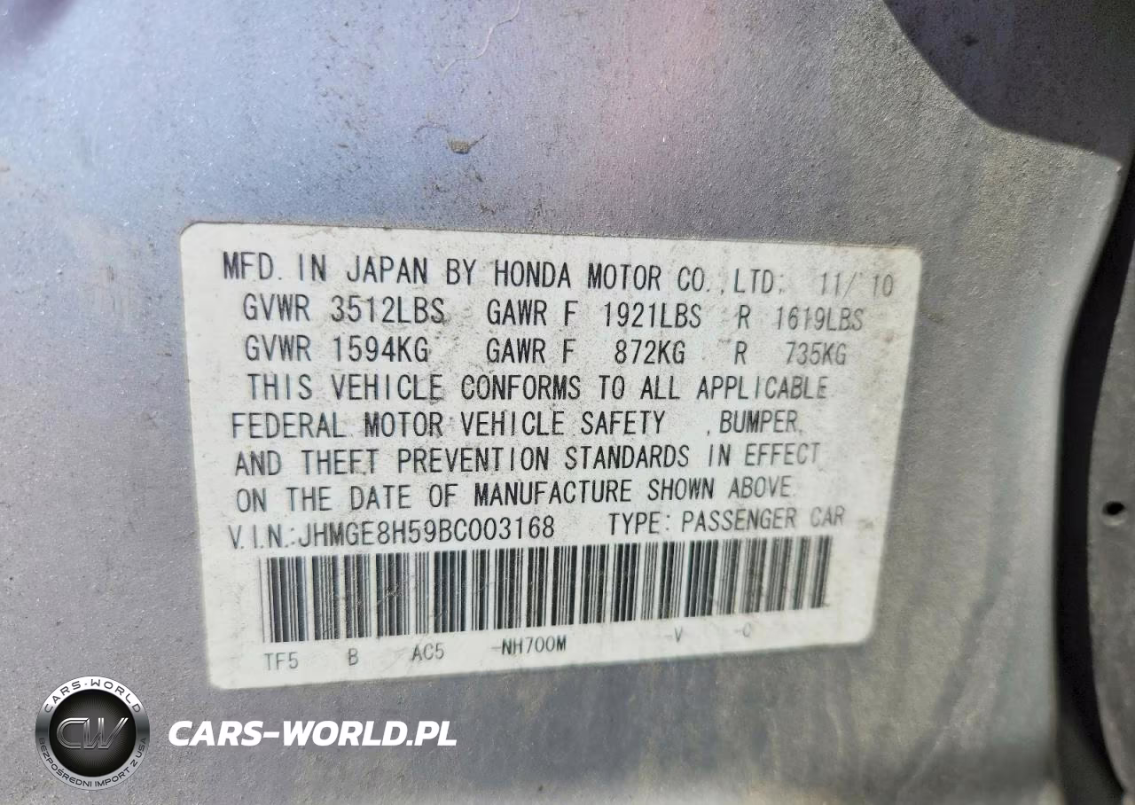 2011 Honda Fit Sport VIN:JHMGE8H59BC003168 - 12