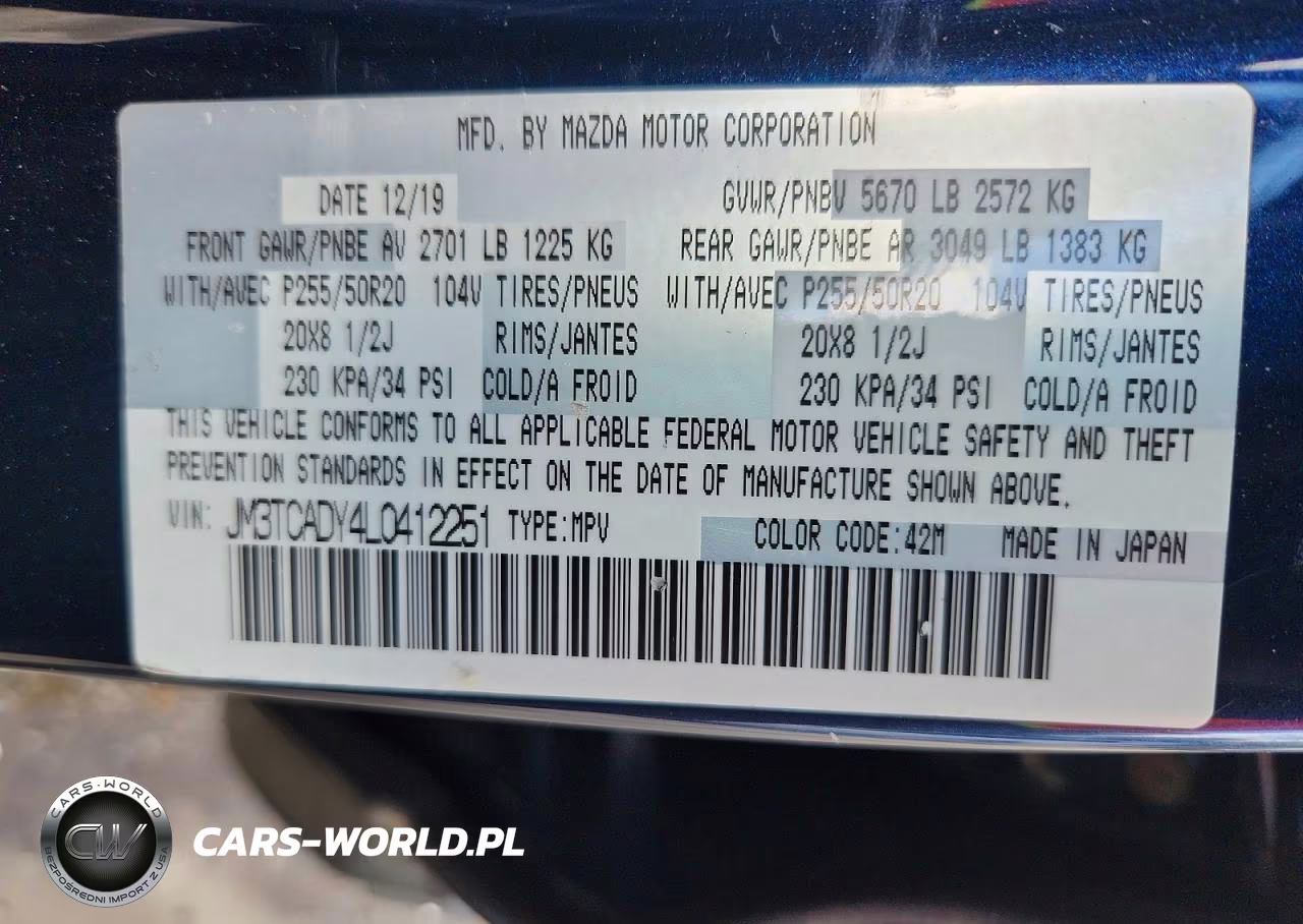 2020 Mazda Cx-9 Grand Touring VIN:JM3TCADY4L0412251 - 14