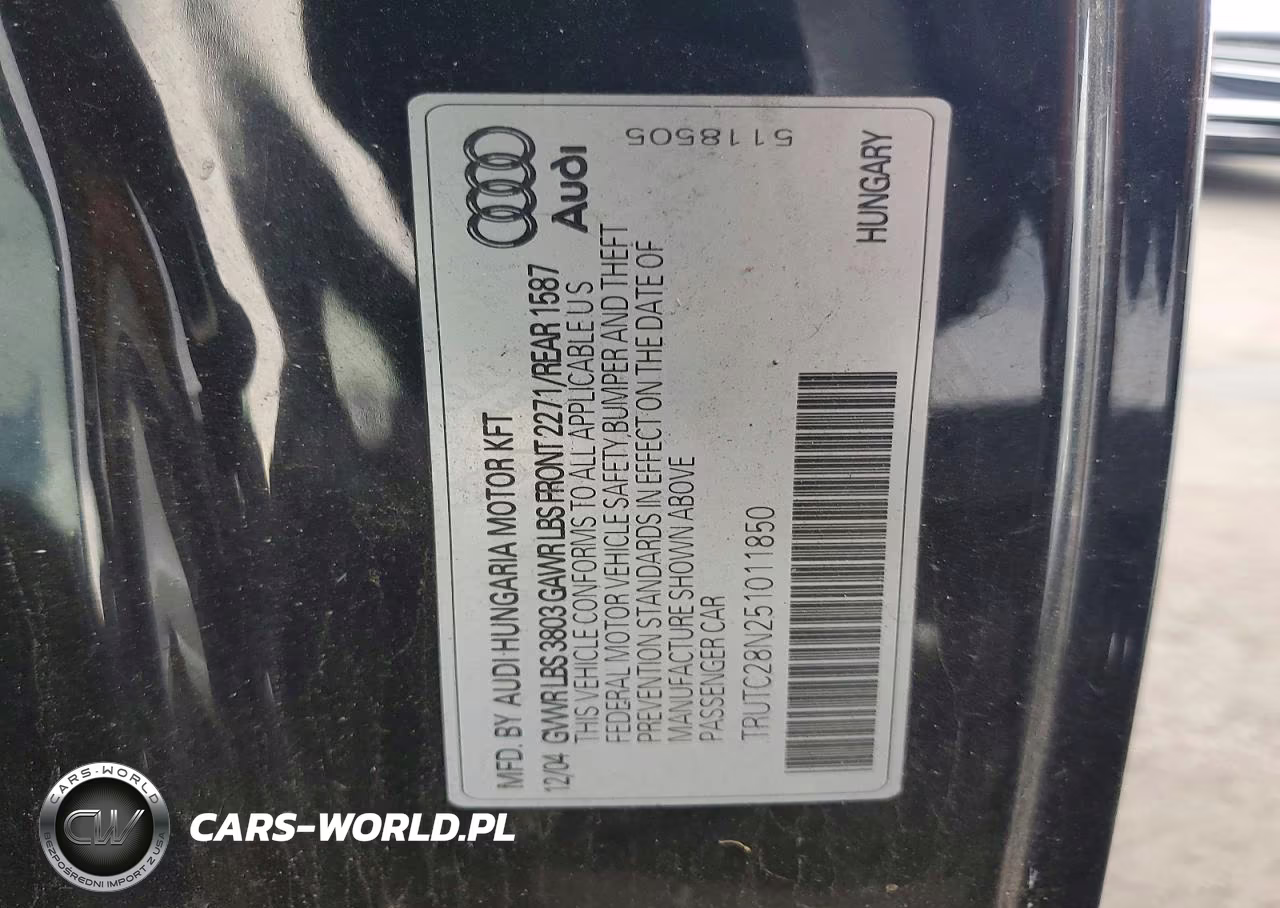 2005 Audi Tt VIN:TRUTC28N251011850 - 12