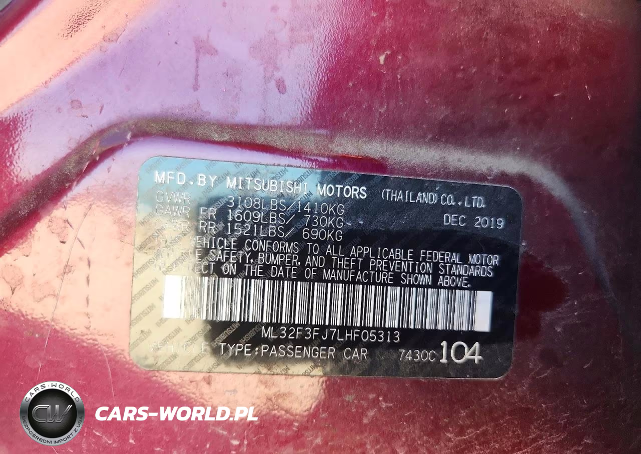 2020 Mitsubishi Mirage G4 Es VIN:ML32F3FJ7LHF05313 - 13