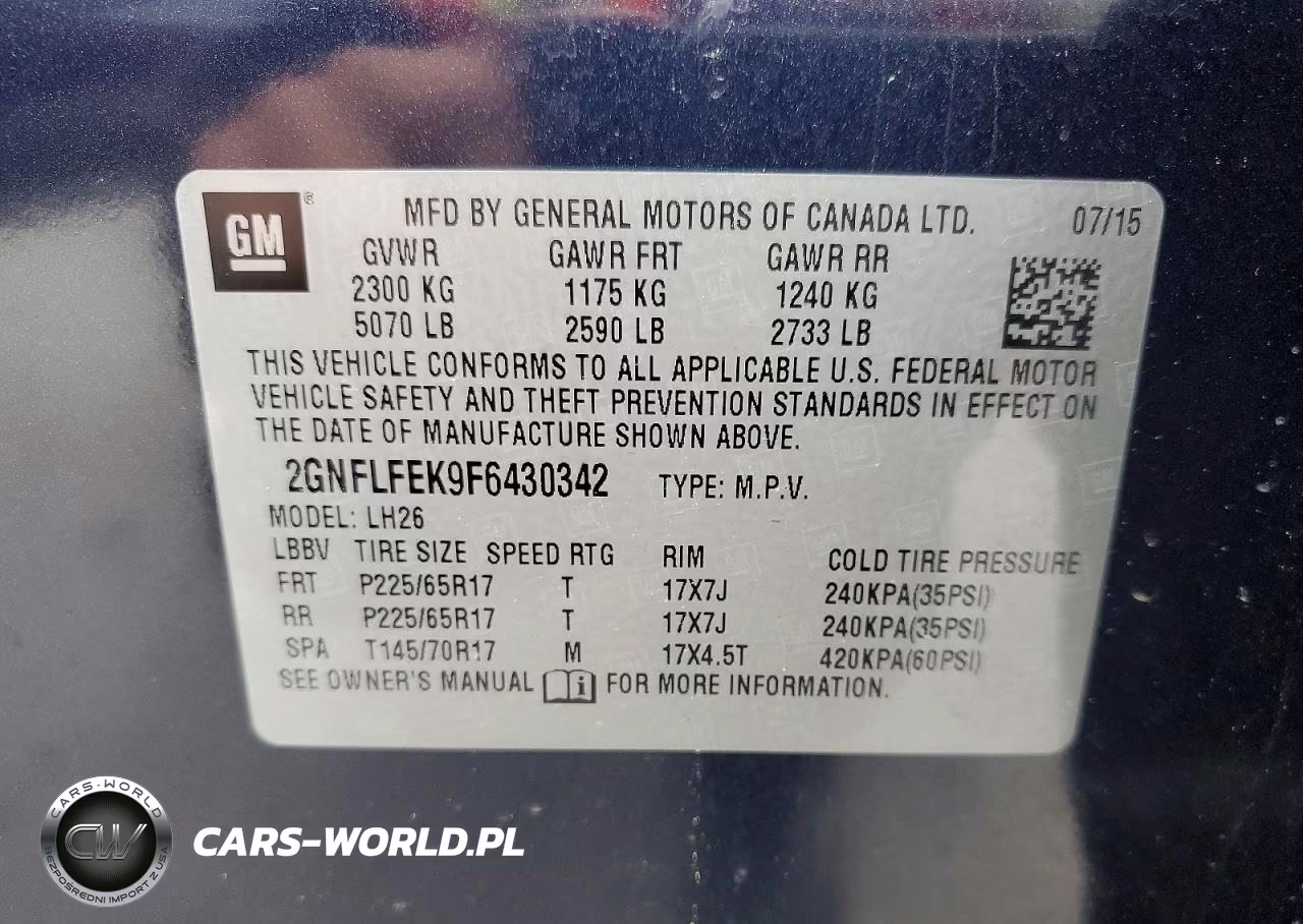 2015 Chevrolet Equinox Lt VIN:2GNFLFEK9F6430342 - 12