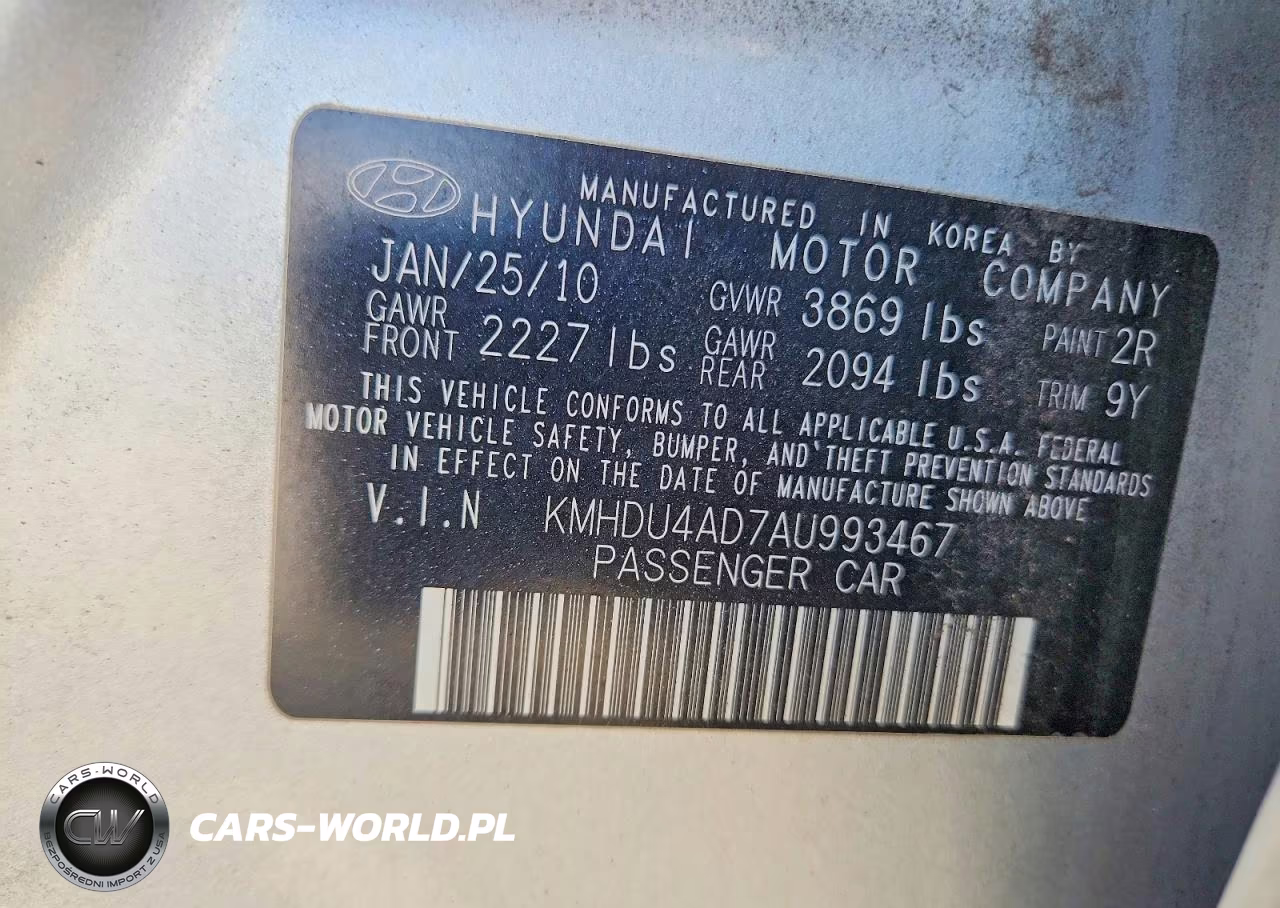 2010 Hyundai Elantra Gls VIN:KMHDU4AD7AU993467 - 12