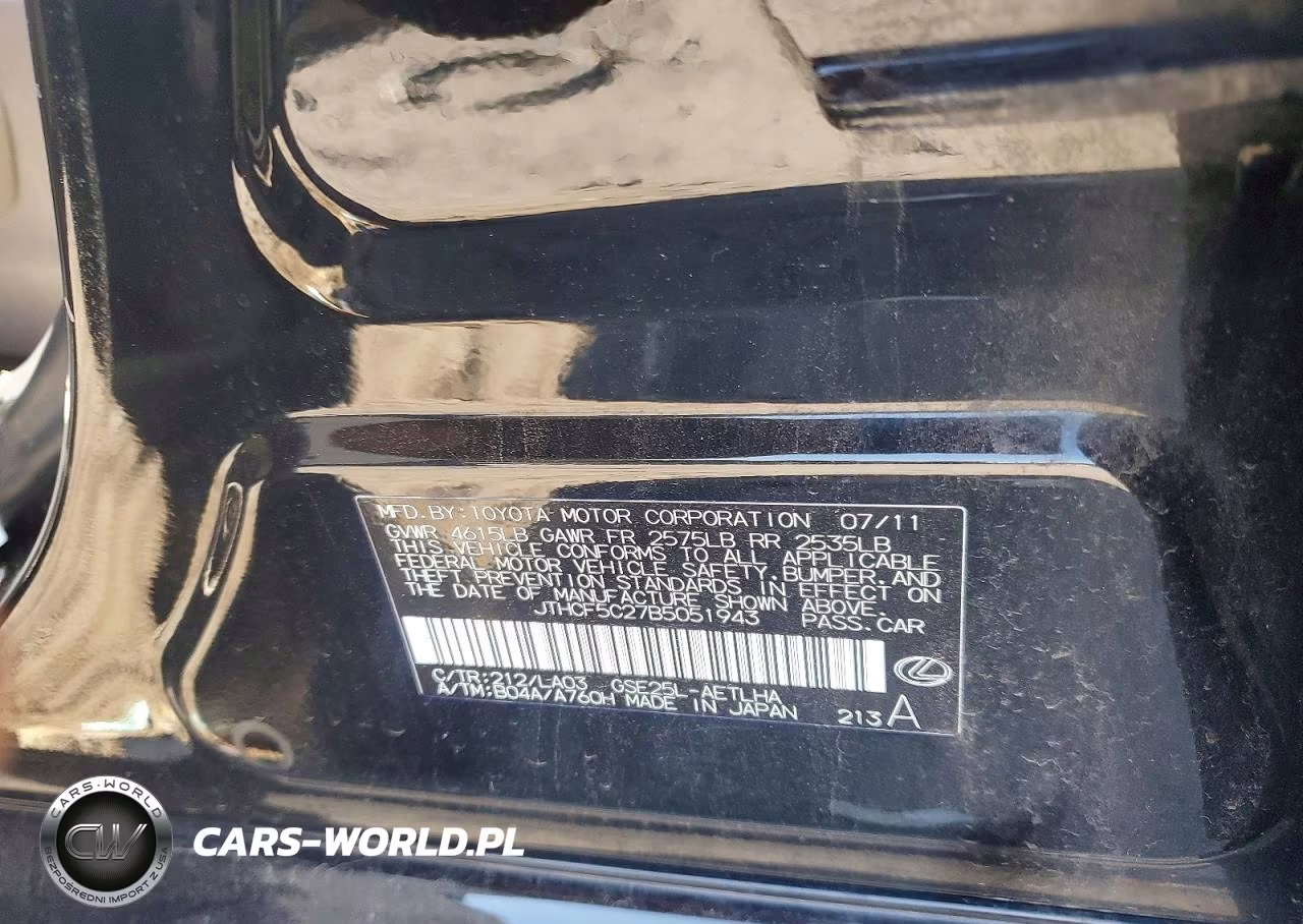 2011 Lexus Is 250 VIN:JTHCF5C27B5051943 - 12