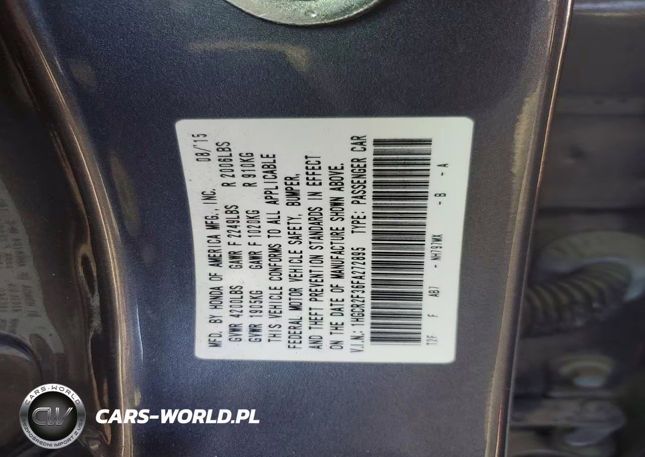 2015 Honda Accord Lx VIN:1HGCR2F36FA272895 - 12