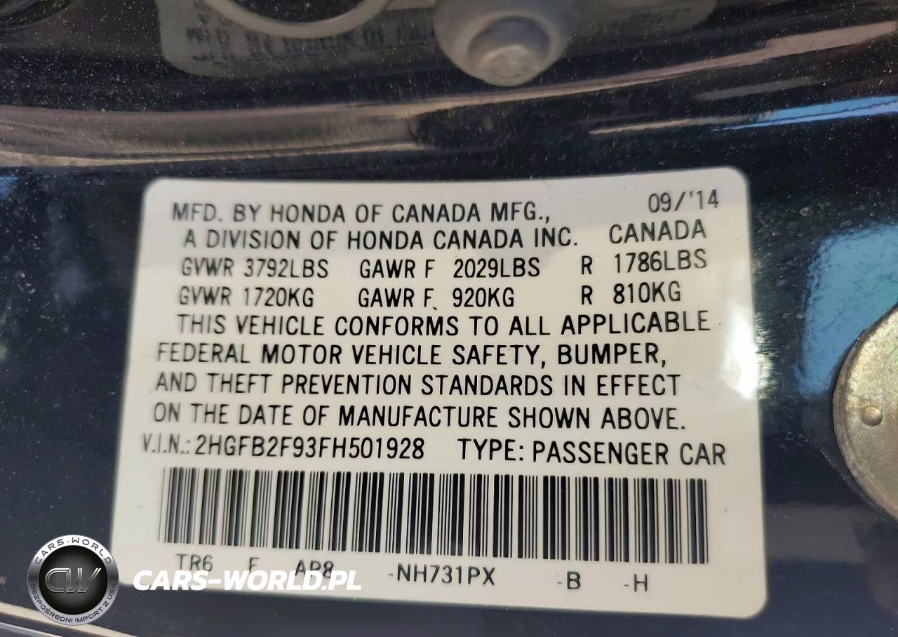 2015 Honda Civic Exl VIN:2HGFB2F93FH501928 - 12
