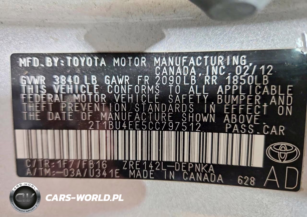 2012 Toyota Corolla Le VIN:2T1BU4EE5CC797512 - 12