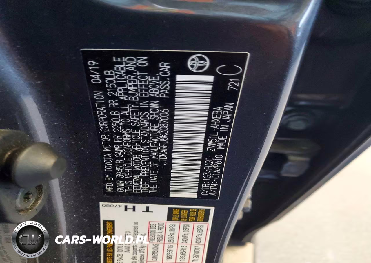 2019 Toyota Prius Le VIN:JTDKARFU8K3087006 - 13